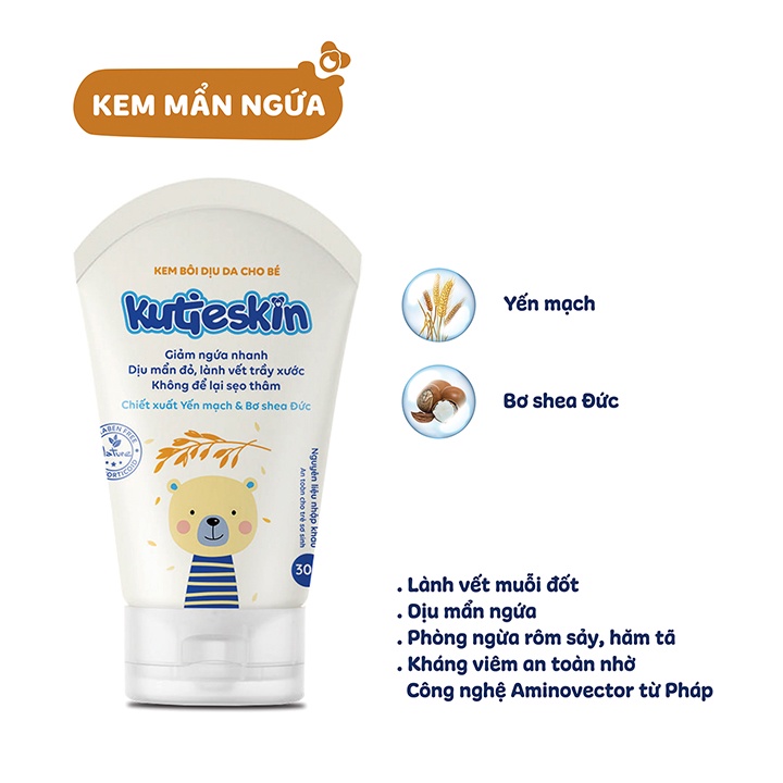 Kutieskin - Hộp 30g - Kem Bôi Hỗ Trợ Phục Hồi Da Hư Tổn Cho Bé - Luxcare