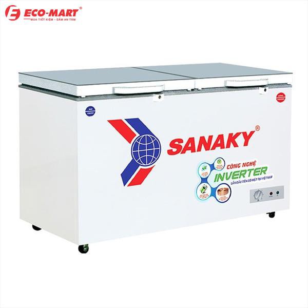 Tủ đông Sanaky inverter VH 3699W4K, 270 lít, 1 ngăn đông, 1 ngăn mát, dàn lạnh đồng, mặt kính cường lực