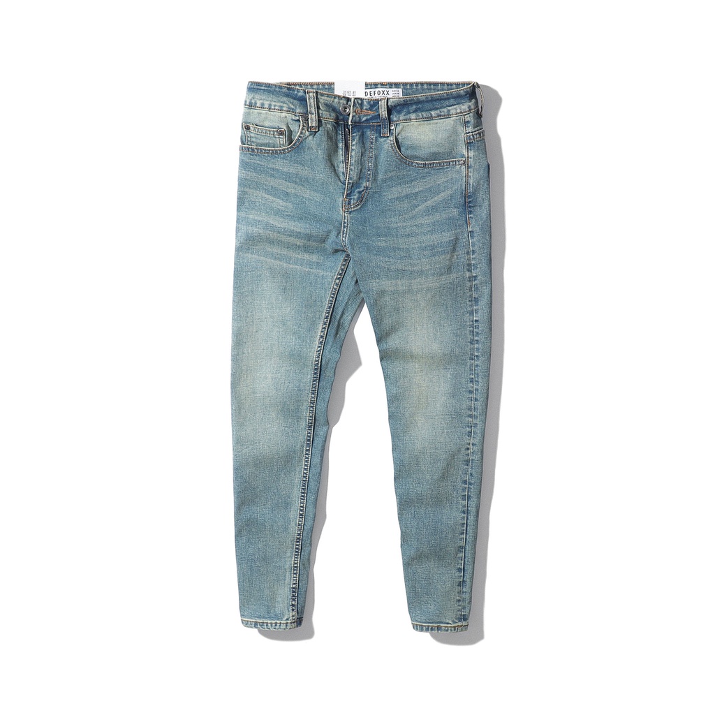 Quần jean nam, quần bò nam cao cấp slimfit DEFOXX xanh dơ wash 220826