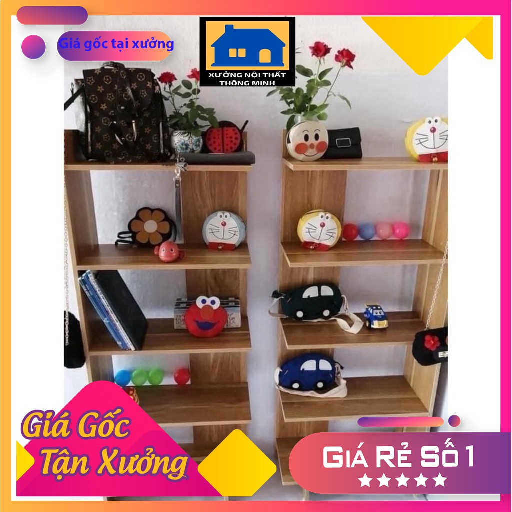 Kệ gỗ góc tường đa năng, kệ 5 tầng tiện lợi dễ dàng lắp ghép bằng vít, chất liệu nhựa MDF chống mối mối mọt cực tốt