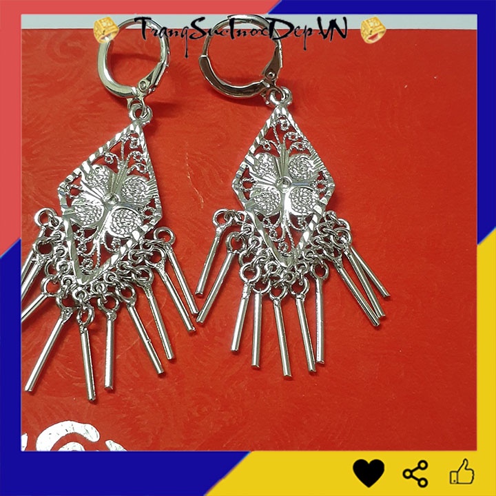 Bông tai nữ hình thoi tòn ten sáng đẹp phong cách Hàn Quốc xinh xắn, quyến rũ, dễ phối đồ