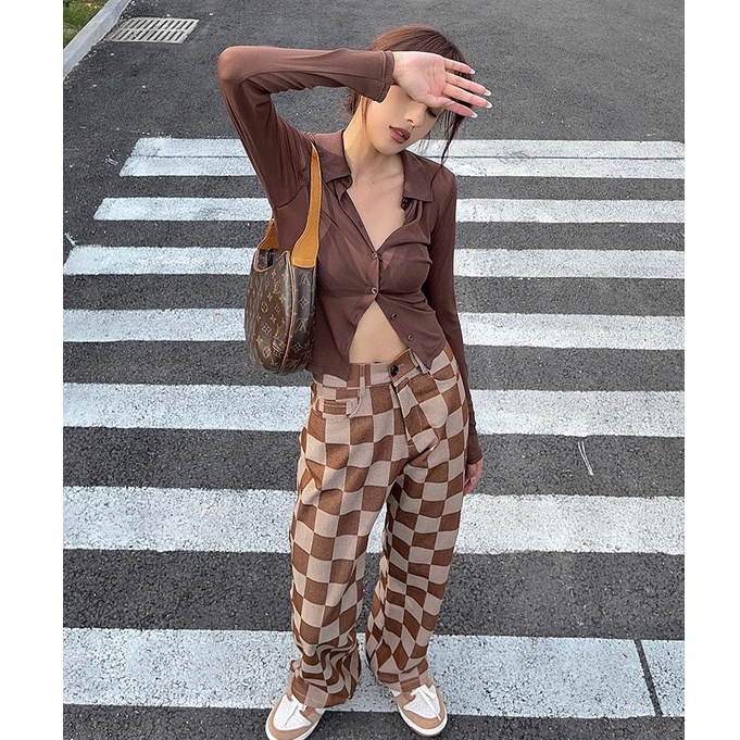 Quần jeans Nữ Dài Lưng Cao Ống Rộng Thời Trang