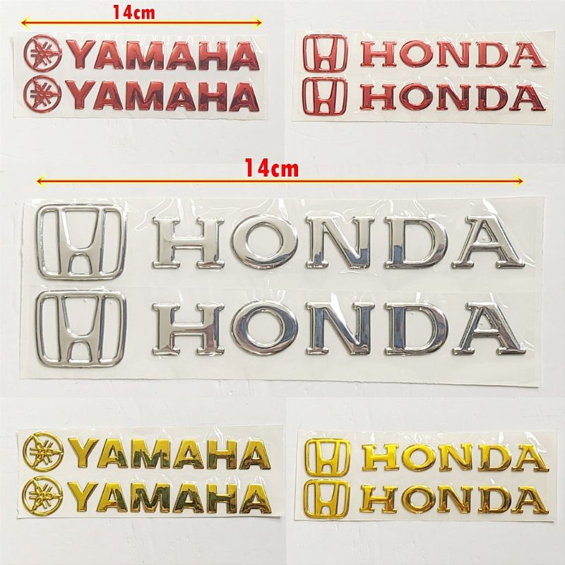 Tem chữ nổi logo Ya'ma'ha Hon'da ( dài 14cm giá 1 cặp - tem nhựa mỏng dẻo )