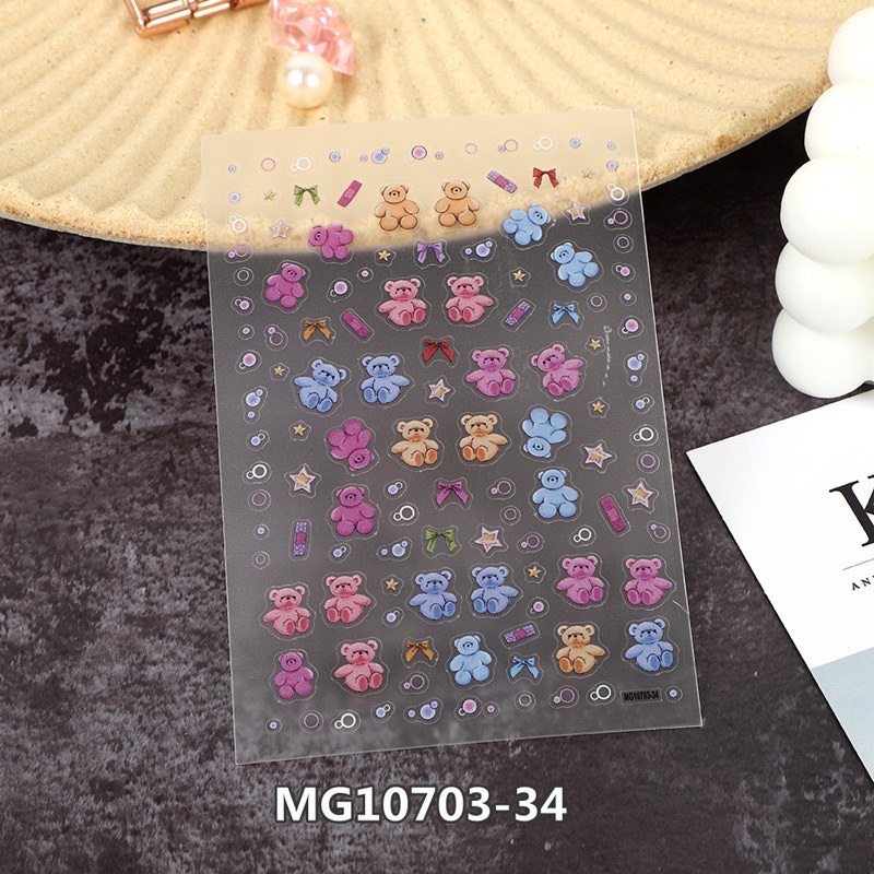 Sticker dán móng hình gấu MG10703