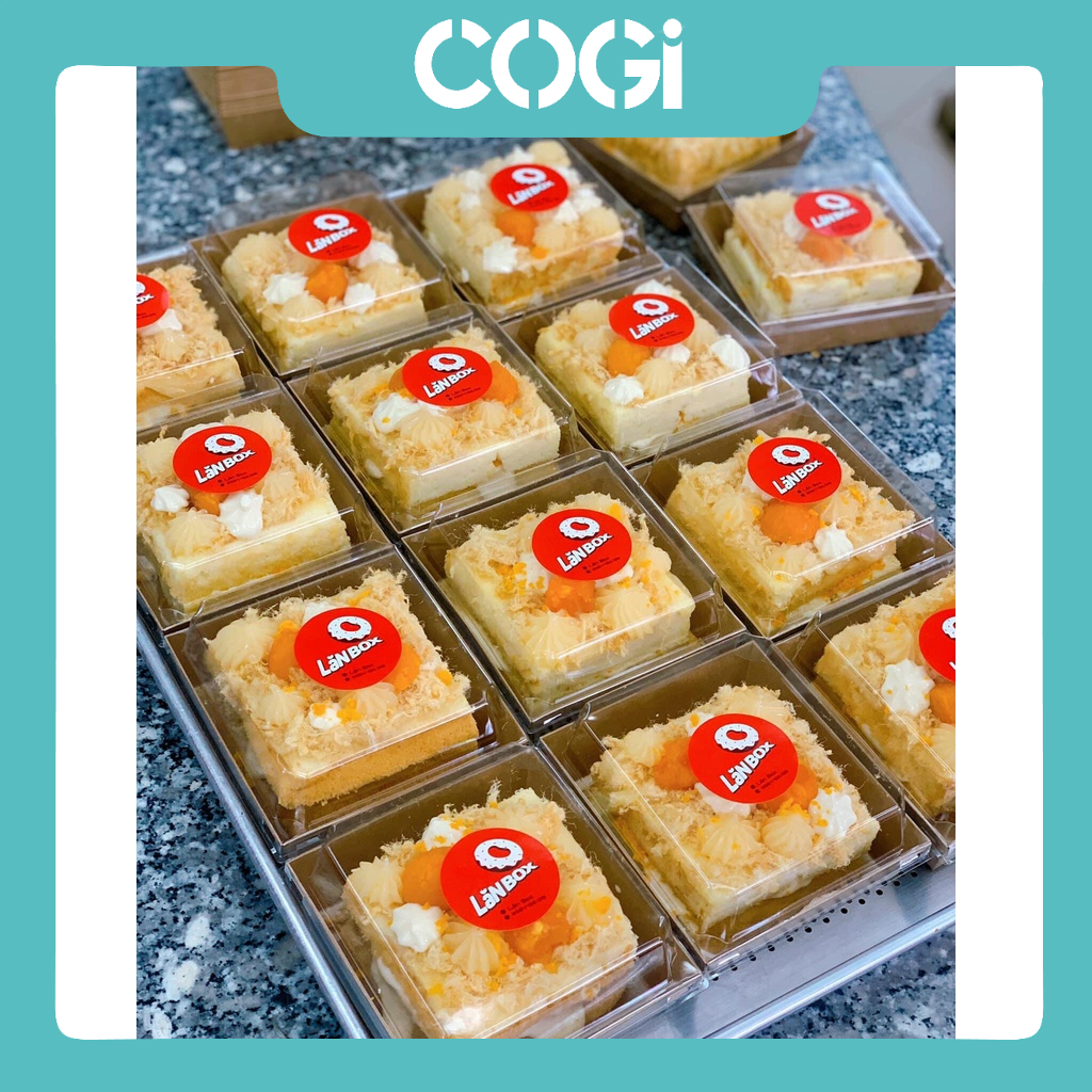 50 hộp bánh vuông giấy kraft đựng bánh có kèm nắp dùng 1 lần chính hãng cogi