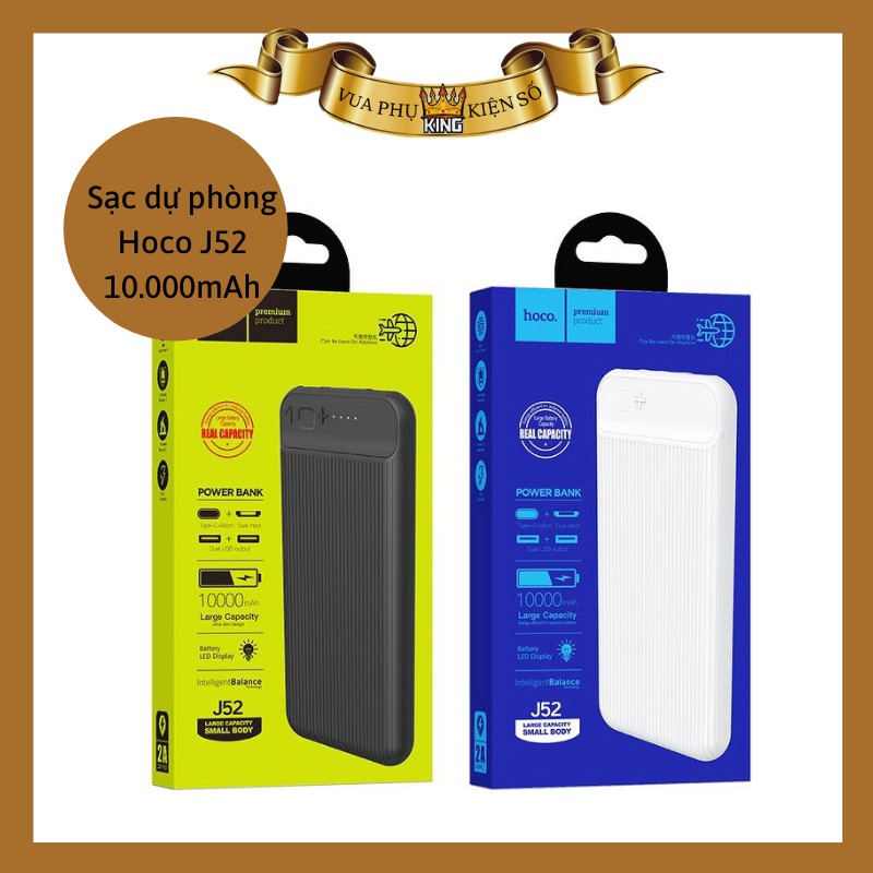 [CHÍNH HÃNG] Sạc Dự Phòng Hoco J52 Bản Nâng Cấp ✔10000mAh ✔Siêu Mỏng ✔️ Sạc 2 Thiết Bị Cùng Lúc