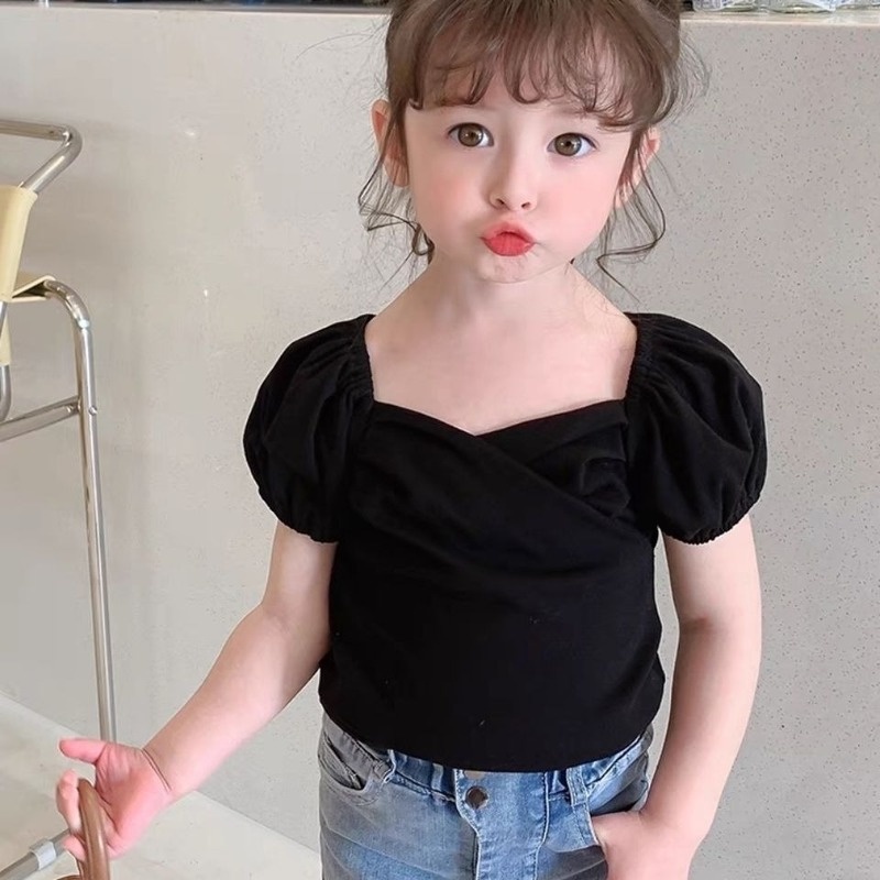 Áo Thun Tay Ngắn Thiết Kế Mỏng Thời Trang Mùa Hè Theo Phong Cách Hàn Quốc Cho Bé Gái