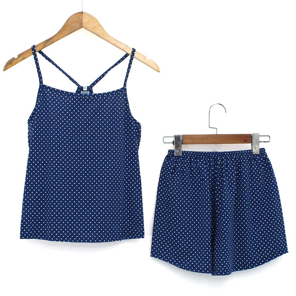 Đồ ngủ 2 dây thun cotton 4 chiều chấm bi siêu mềm mịn size 40kg-65kg - Đồ mặc nhà nữ ĐBCB