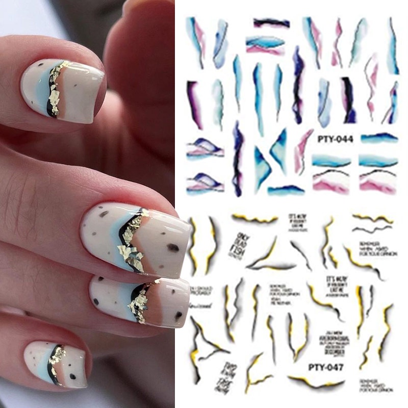 BORN PRETTY Nail Sticker Set Ink Blooming Marble Flower Leaf Art Nail Transfer Water Decals Thanh trượt 12 kiểu dáng