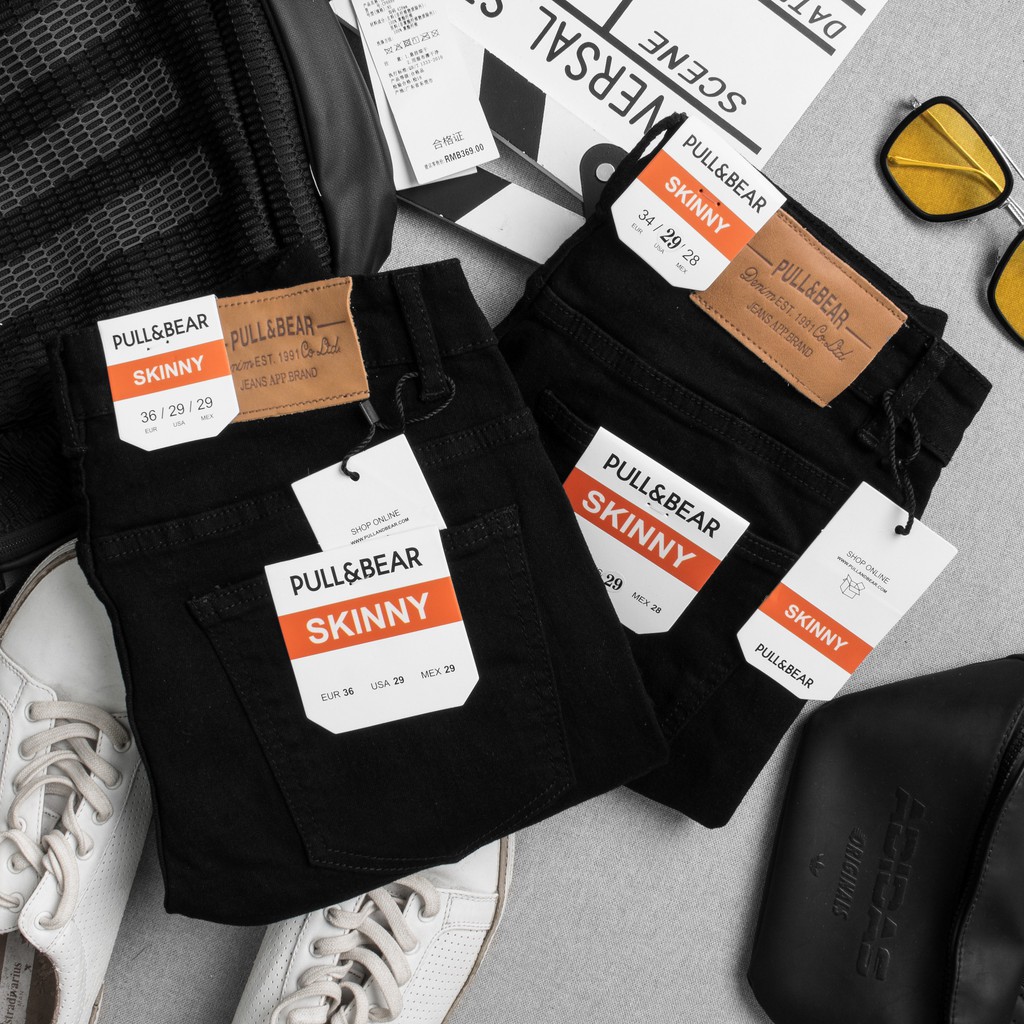 Quần jean nam đen rách pullbear skinny ôm bó co dãn tôn dáng | BigBuy360 - bigbuy360.vn