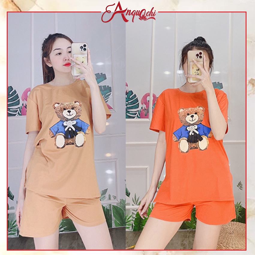 Đồ Bộ Nữ Mặc Nhà Anquachi Thể Thao Đẹp Thun Cotton Nữ Mặc Ngủ Ở Nhà Dễ Thương Quần Đùi Cute A047