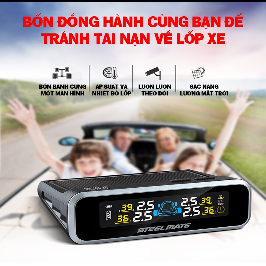 Cảm Biến Áp Suất Lốp Ô tô Xe Hơi Steelmate E3 TPMS Van Ngoài Chính Hãng - Giá Rẻ