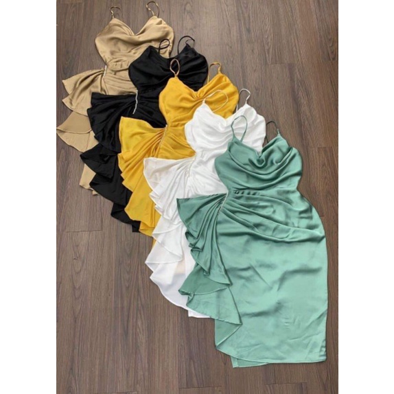 đầm dây satin