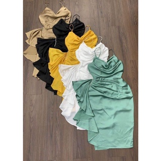 đầm dây satin