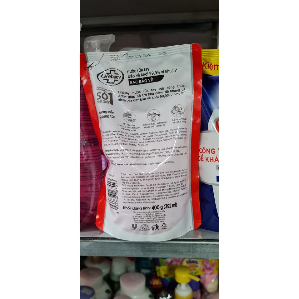 Nước rửa tay lifebuoy túi 400 gr
