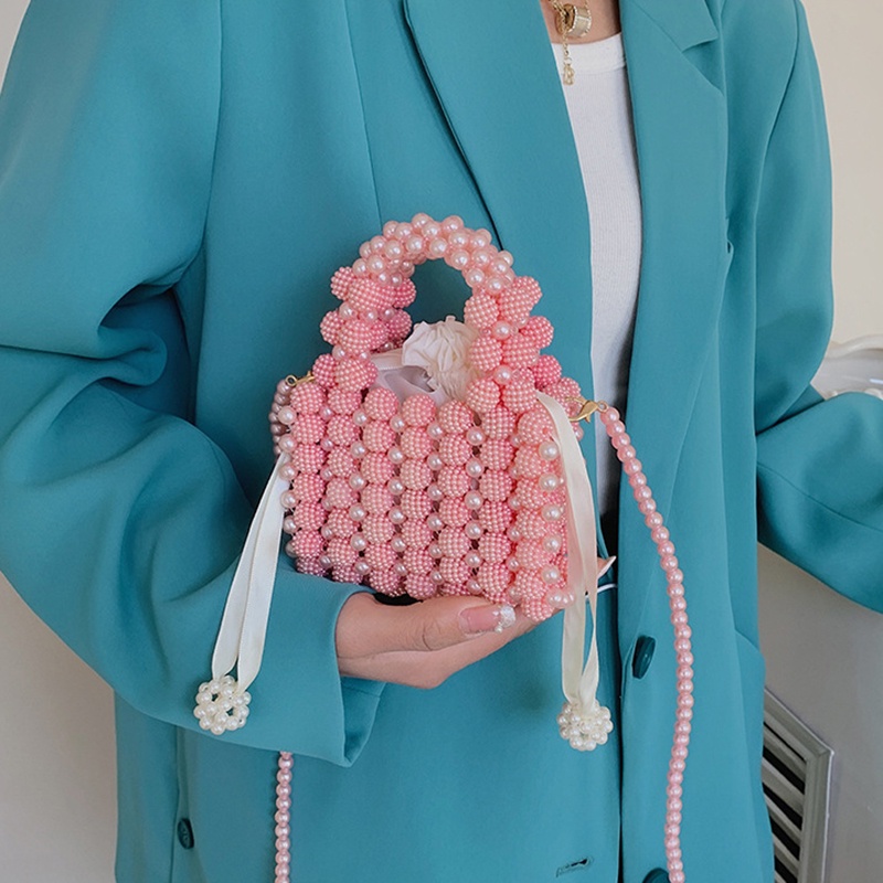 Túi đeo vai IELGY mini đính ngọc trai giả thời trang dành cho nữ