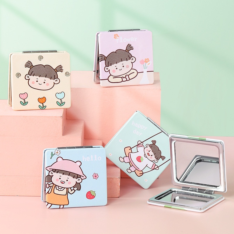 Gương gấp trang điểm 2 mặt hoạt hình ulzzang xinh xắn