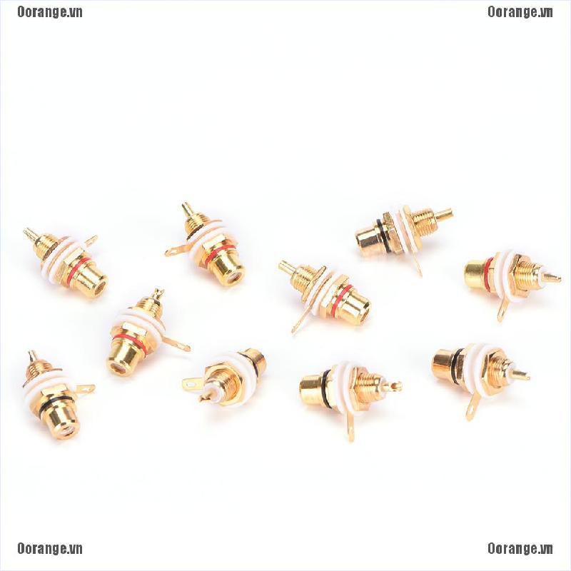 Bộ 10 Đầu Nối RCA Mạ Vàng 24K Chuyên Dụng Cho Xe Hơi