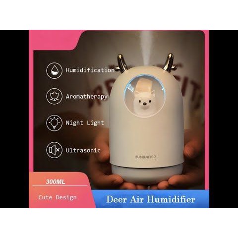 Máy Xông Tinh Dầu Mini - hình gấu HUMIDIFIER dễ thương, làn khói nước nhẹ nhàng, tự động ngắt khi hết nước, máy chạy êm