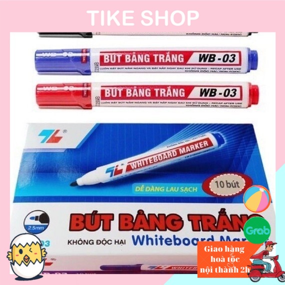 Combo 3 chiếc Bút dạ viết bảng trắng Tl WB-03 màu xanh, bút viết bảng xoá được