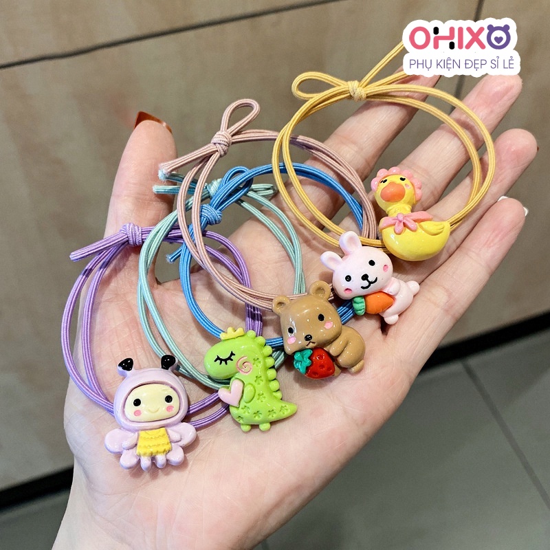 Dây buộc tóc cột tóc hình thú khủng long gấu dâu tây khủng long đám mây đáng yêu cho nữ OHIXO PK13
