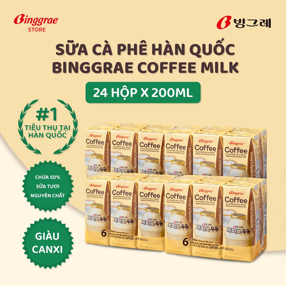 Thùng Sữa Cà Phê Hàn Quốc Binggrae Coffee Milk (200ml x 24 hộp)