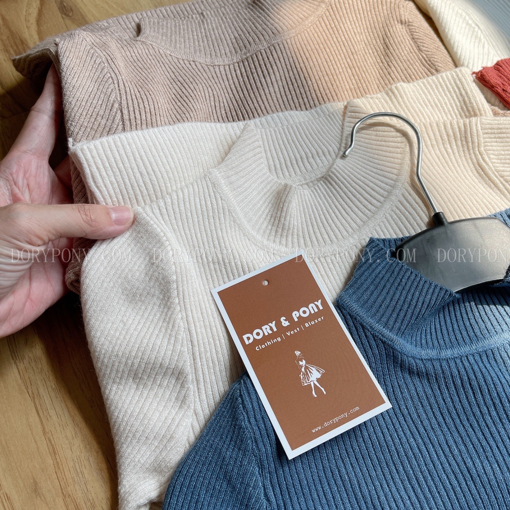(Vải mềm mịn+Ảnh thực tế ĐT) - ÁO THUN LEN CỔ CAO DORYPONY TÔN DÁNG TAY DÀI SLIM GIRLS – A175 (7 MÀU)