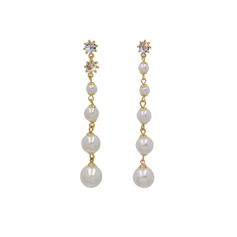 Bông Tai Dáng Dài Đính Ngọc Trai Sang Trọng Thời Trang Cho Nữ