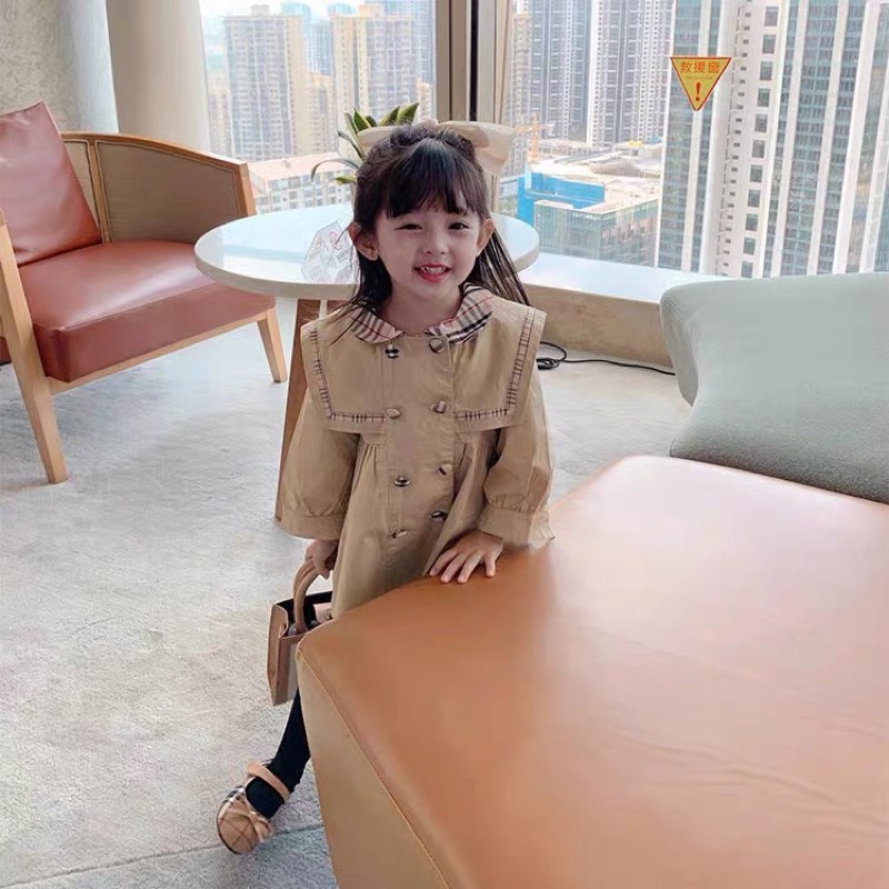 váy bbr màu be phối cổ yếm bbr cho bé
