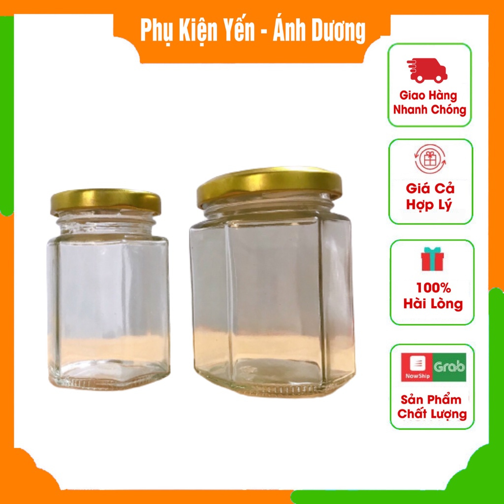 Hũ Thủy Tinh Lục Giác Lọ Đựng Mật Ong Đựng Gia Vị Dầu Dừa Yến Sào Nhiều Kích Thước Đảm Bảo An Toàn Thực Phẩm