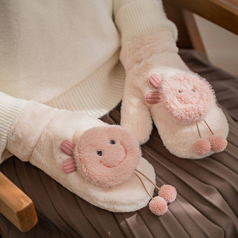 Găng tay giữ ấm mùa đông bằng cotton lông cừu mềm mại phong cách Hàn Quốc dễ thương cho nữ