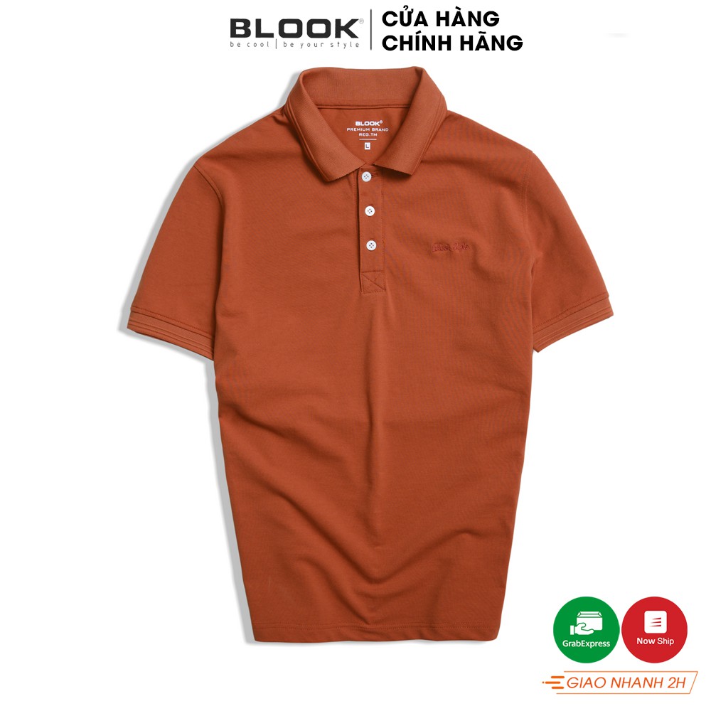 Áo polo nam basic BLOOK chất vải thun cá sấu cotton co giãn thêu logo đơn giản Màu Cam đất 32083 (HÌNH THẬT)