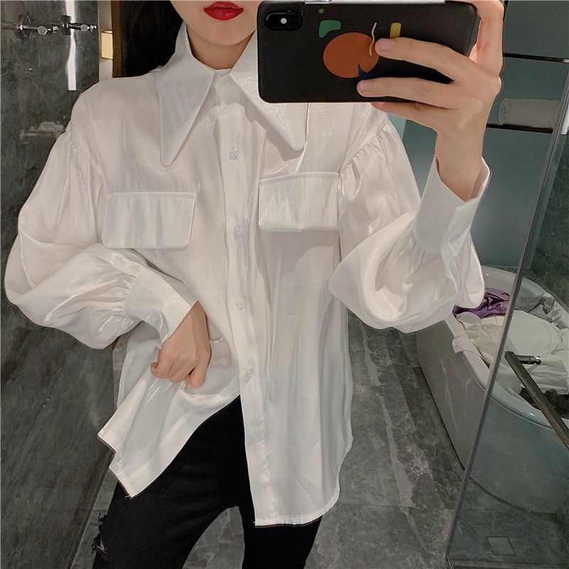 Áo sơ mi phong cách retro Hong Kong cổ điển thanh lịch dễ phối đồ