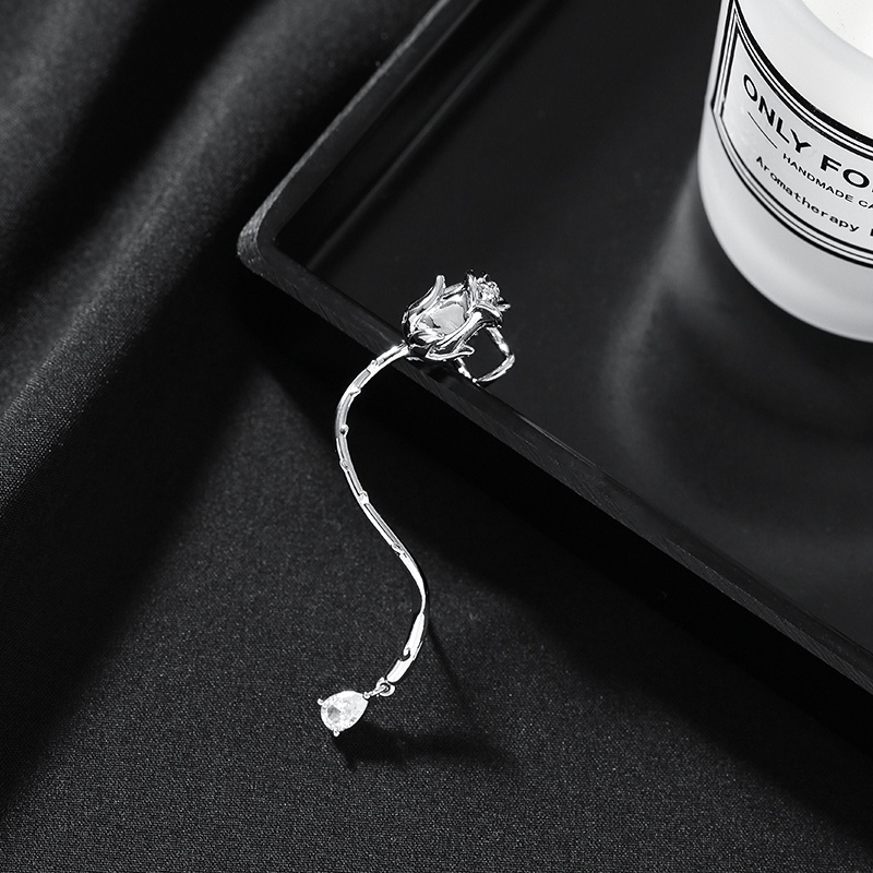 Khuyên Kẹp Vành Tai Hình Hoa Hồng/ Giọt Nước Đính Đá zircon Thời Trang