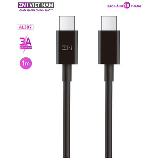 Dây cáp type c to type c zmi al307, dòng điện 3a, dài 1m | bảo hành 18 tháng