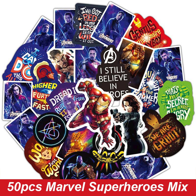 Bộ 50 Miếng Dán Trang Trí Phong Cách Marvel Độc Đáo