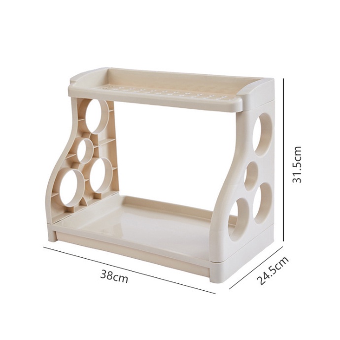 Kệ đựng gia vị thiết kế 2 tầng có thể tháo lắp dễ dàng, chất liệu bằng nhựa bền an toàn, màu sắc xanh nhạt
