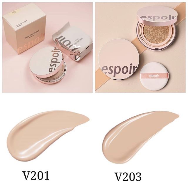 Set Kem Lót &amp; Phấn Nước Espoir Taping Cover Moist Cushion