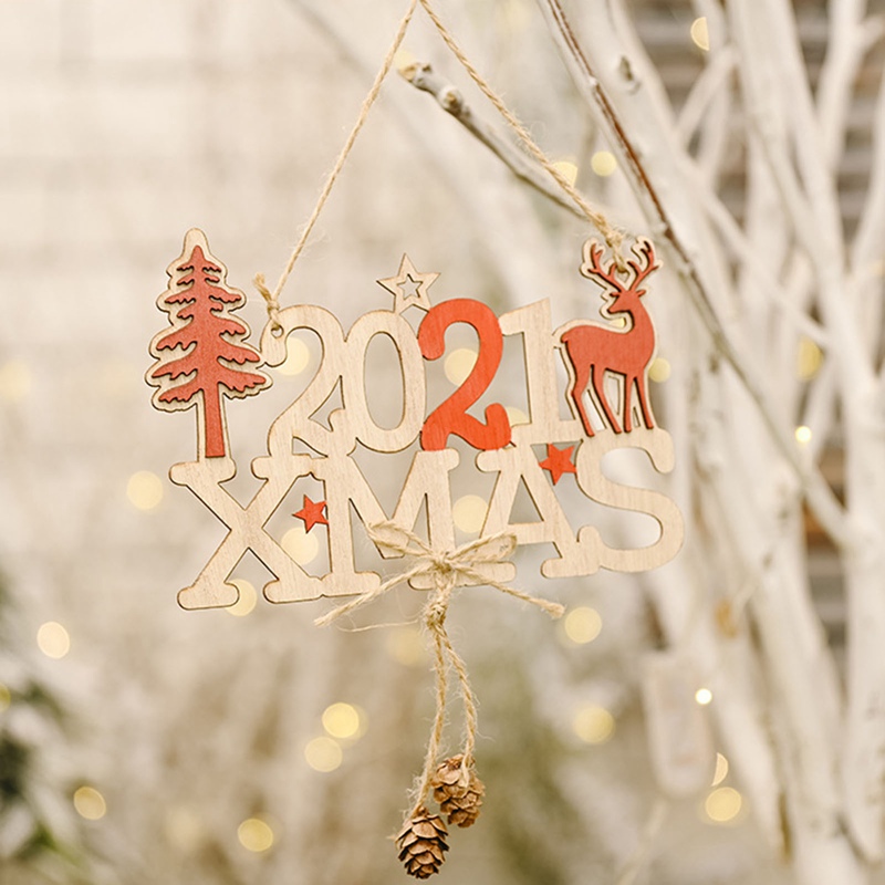 Fashion Hot Sale New product hot selling Christmas decoration 2021 letter card wooden pendant