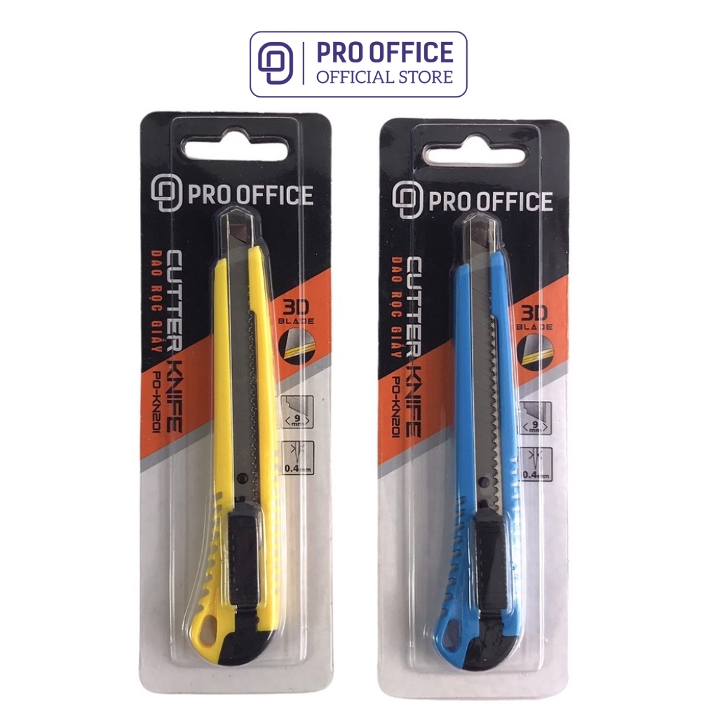 Dao Rọc Giấy PRO OFFICE 9mm Chất Liệu Cao Cấp, Không Gỉ, Sắc Bén, Độ Bền Cao PO-KN201