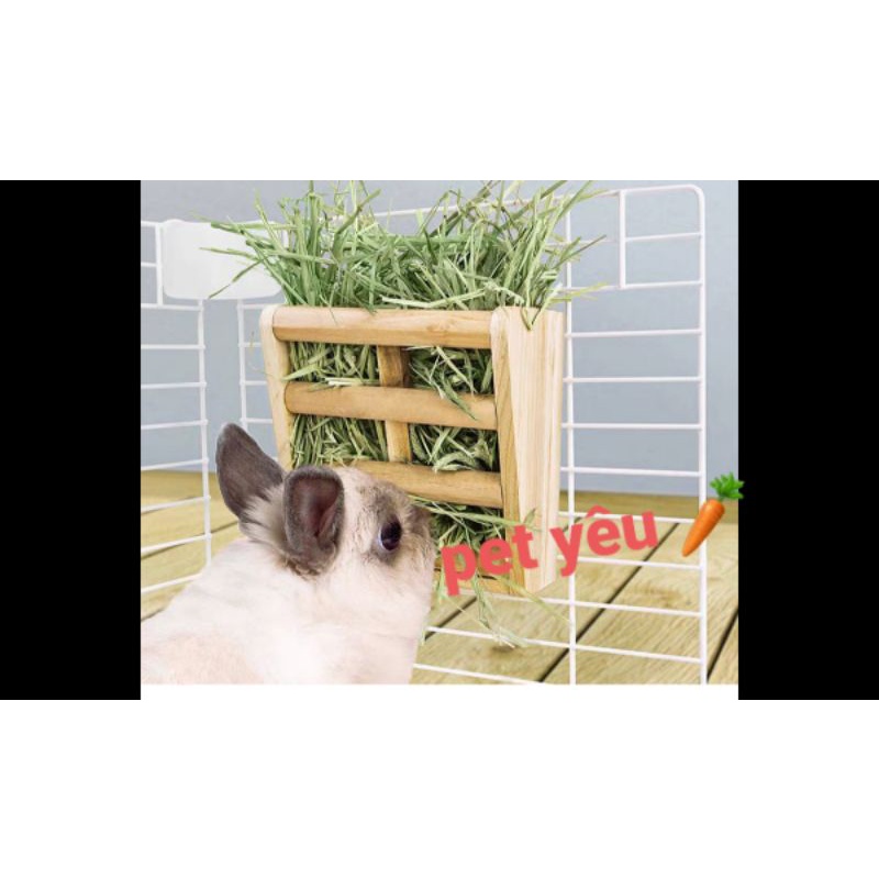 Máng cỏ gỗ gắn chuồng thỏ bọ chinchilla❤an toàn dễ dùng