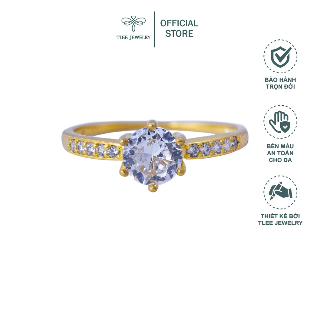 Nhẫn bạc nữ TLEE sáu chấu mạ vàng 14k nạm đá cao cấp TleeJewelry A0110