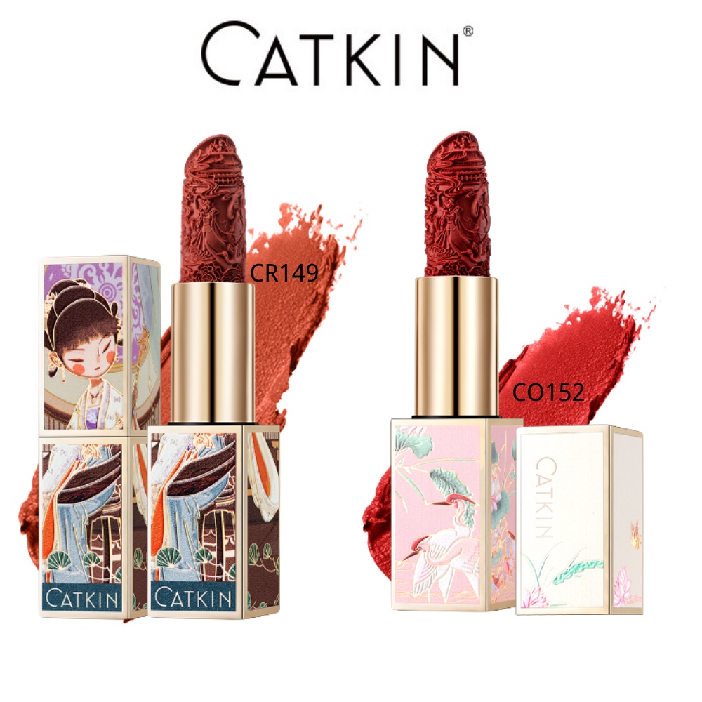 CATKIN son lì mềm mịn chống thấm nước lâu trôi không khô môi thiết kế vỏ phong cách Trung Quốc cổ điển 3.6g
