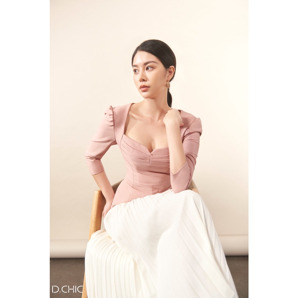 Áo cúp ngực xếp ly nhún vai D.CHIC MS: 160414