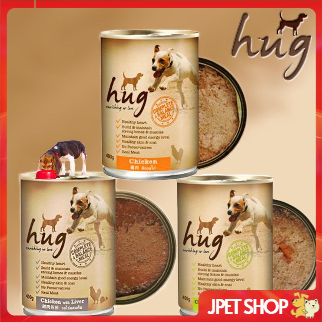 Pate dành cho chó Hug, thức ăn pate Hug tốt cho tim mạch - Lon 400g - Jpet Shop