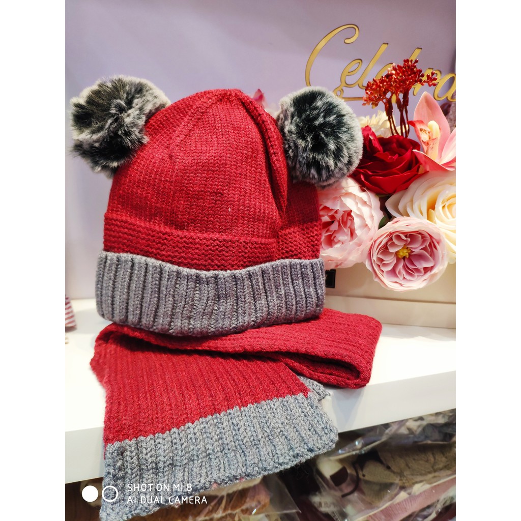 Combo Mũ len kèm khăn quàng siêu ấm cho bé
