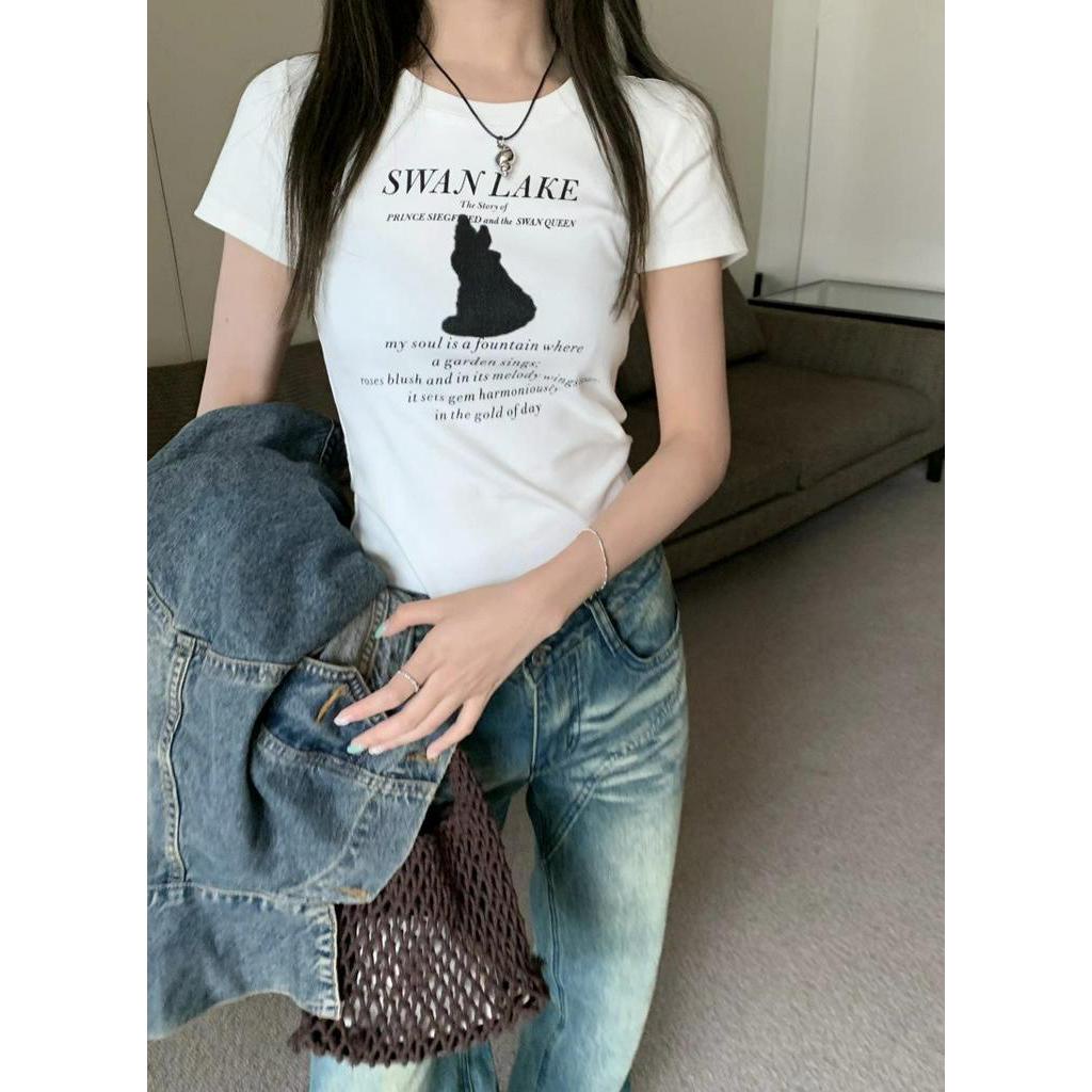 Áo Thun Cotton Nguyên Chất In Hình Thỏ Ngắn Tay Thời Trang Mùa Hè 6388