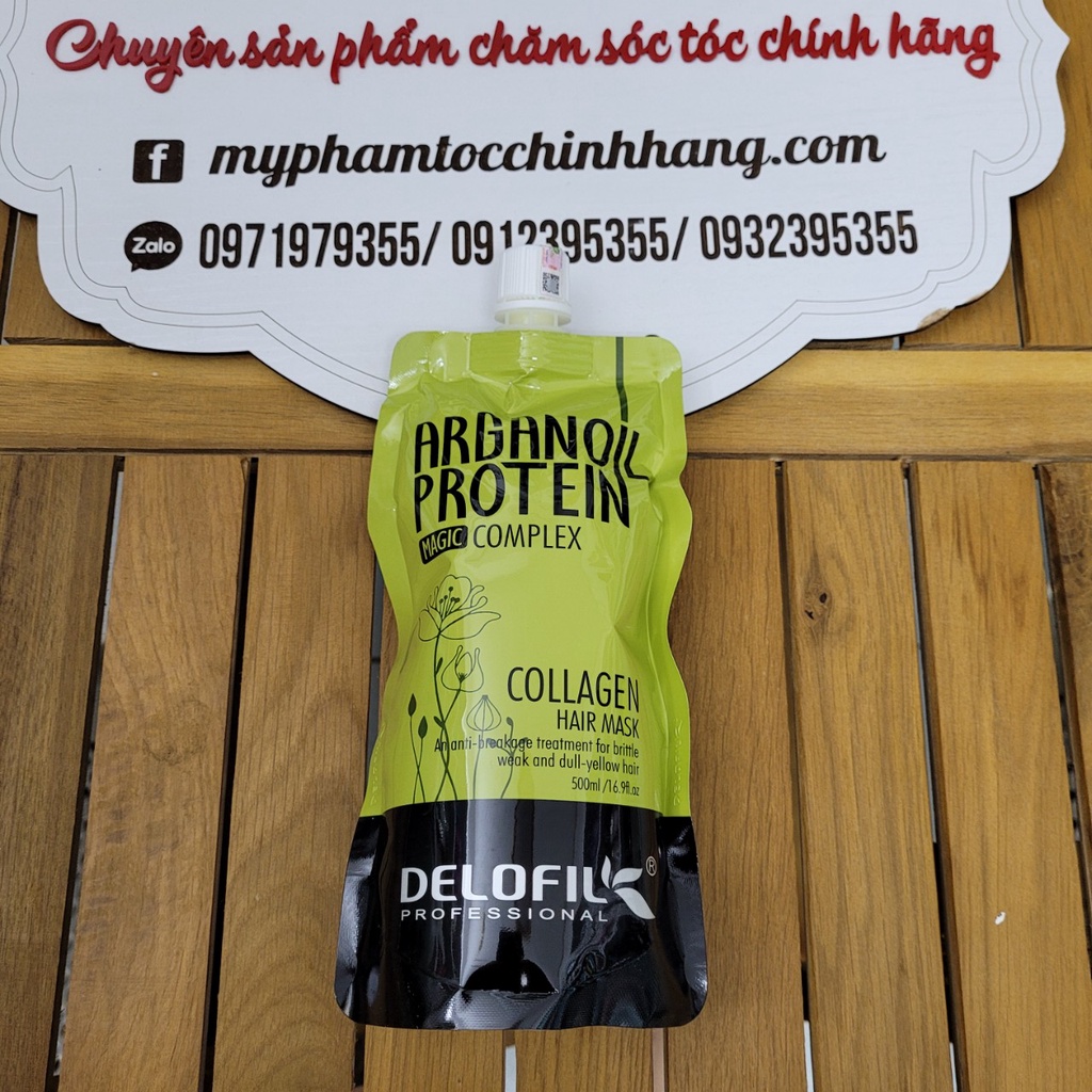 DẦU Ủ  dạng túi COLLAGEN DELOFIL ARGANOIL PROTEIN SIÊU MƯỢT 500ML