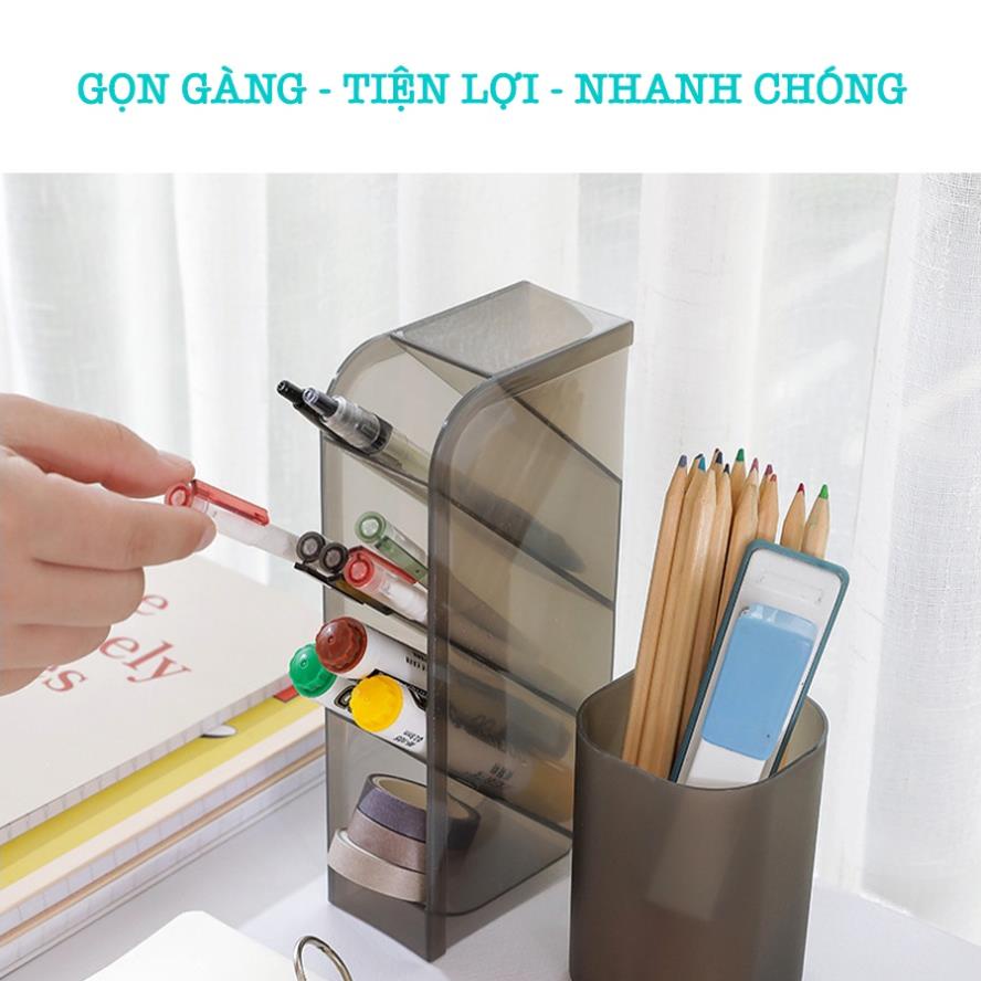 Hộp Đựng Bút, Mĩ Phẩm 4 Tầng Trong Suốt Để Bàn P004
