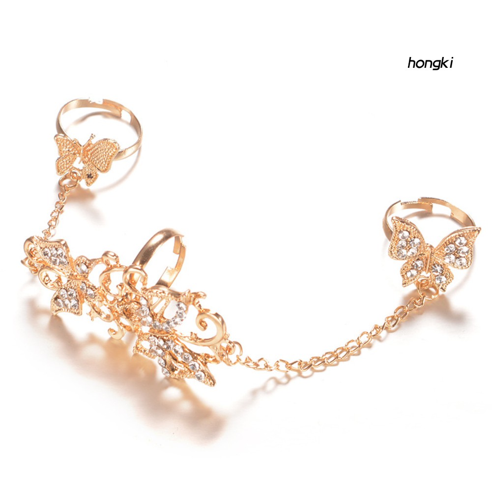 Nhẫn hở hình bướm đính đá phong cách thời trang cho nữ